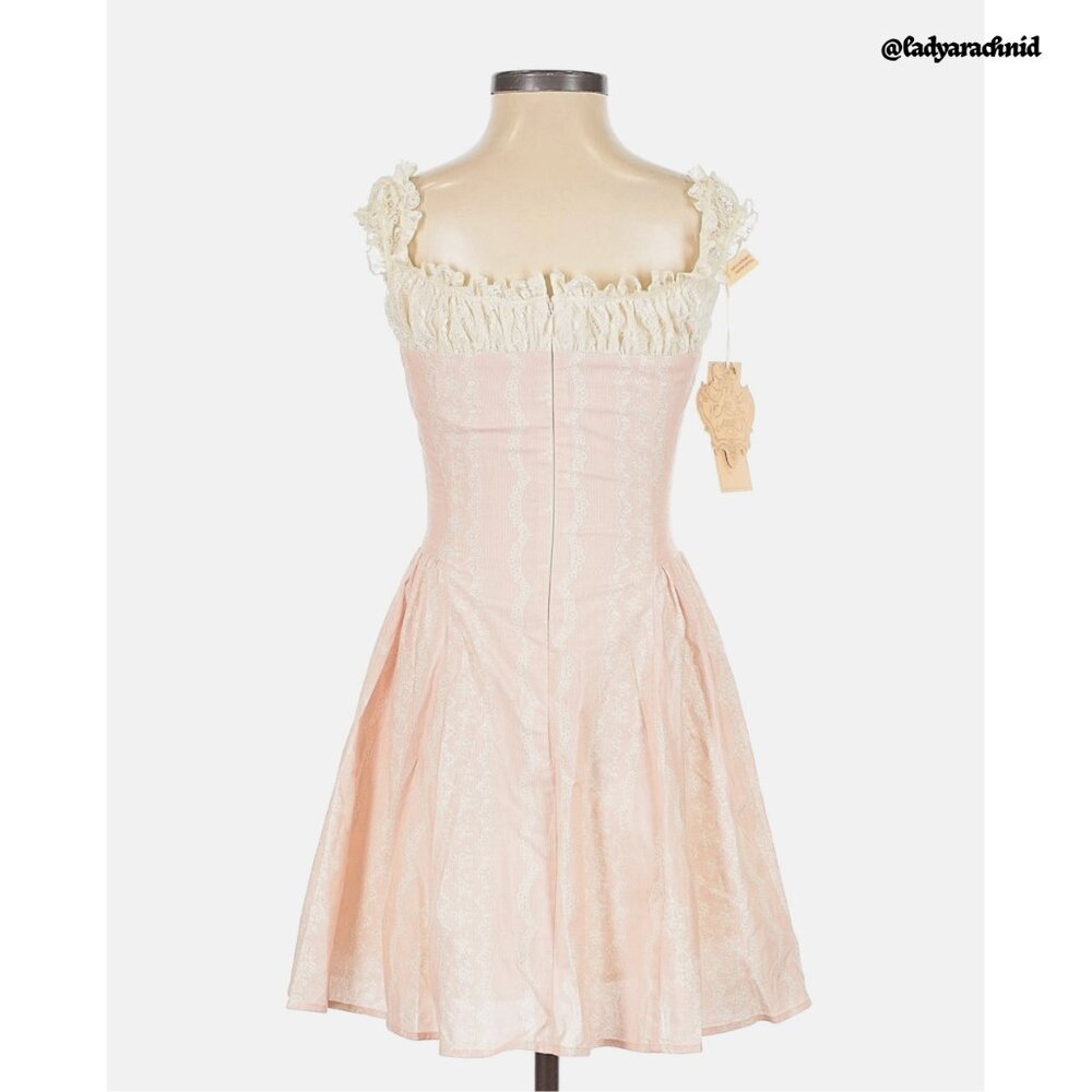 Romantic Off-Shoulder Pink Lace Tea Dress - Picture 9 of 12
